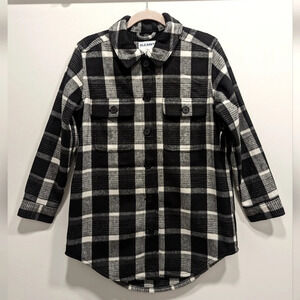 Old Navy Black White Plaid Longline Utility Shacket Jacket Size XS